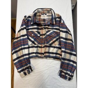 Ashley by 26 International Outerwear Plaid Cropped Shacket Jacket Women Size L